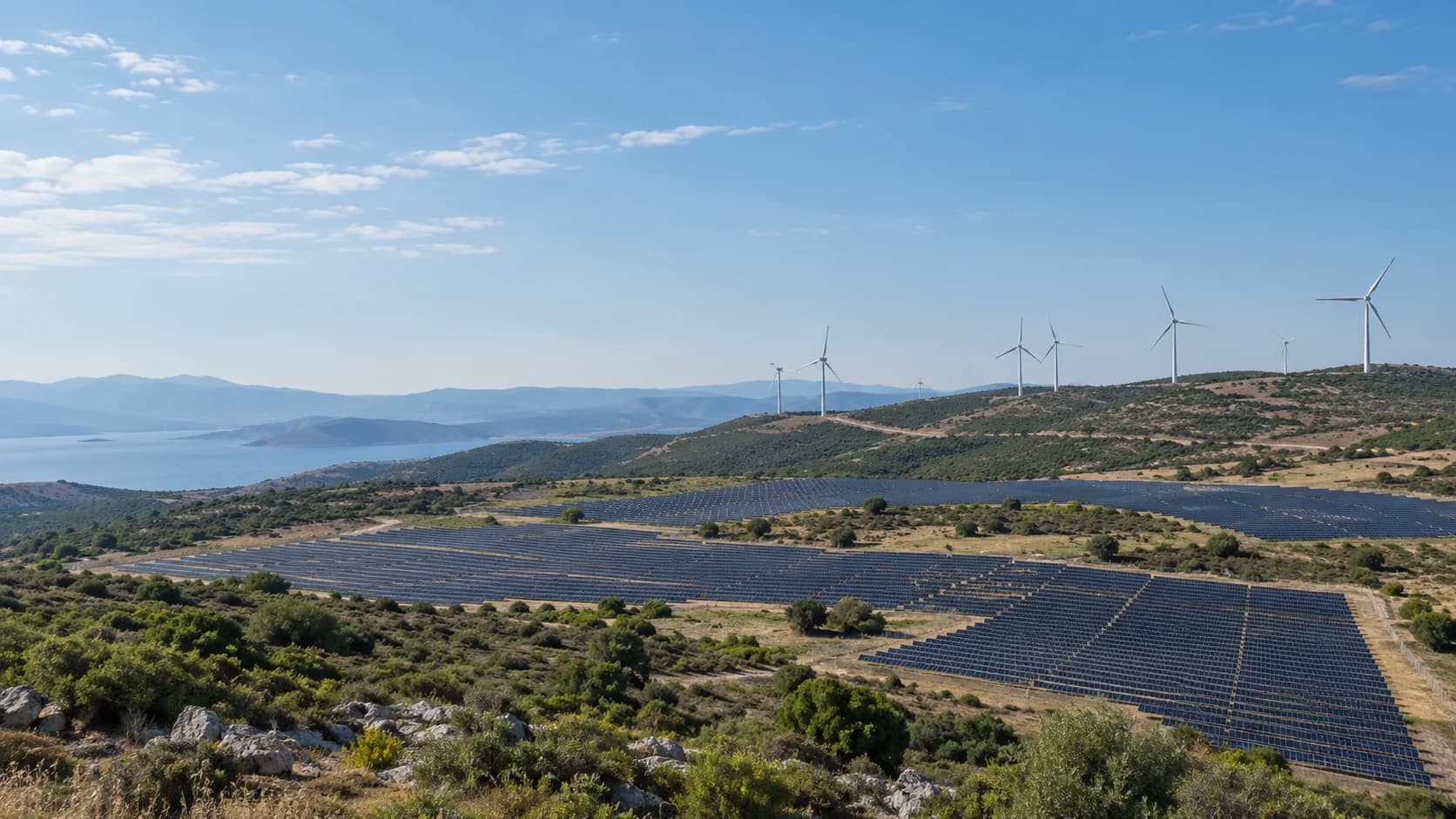Solar and wind installations across a renewable energy portfolio